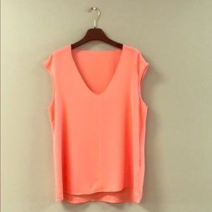 JCrew Coral Cap Sleev Shirttail Blouse